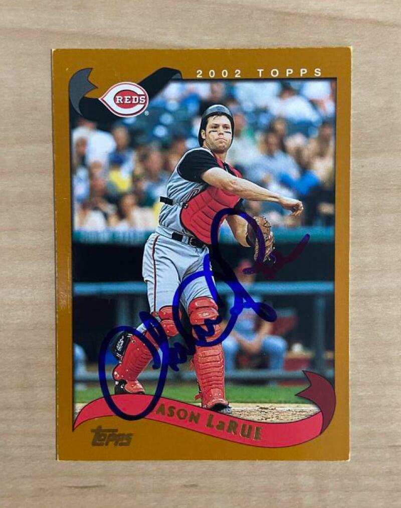 JASON LARUE CINCINNATI REDS SIGNED AUTOGRAPHED 2002 TOPPS CARD #607 W/COA