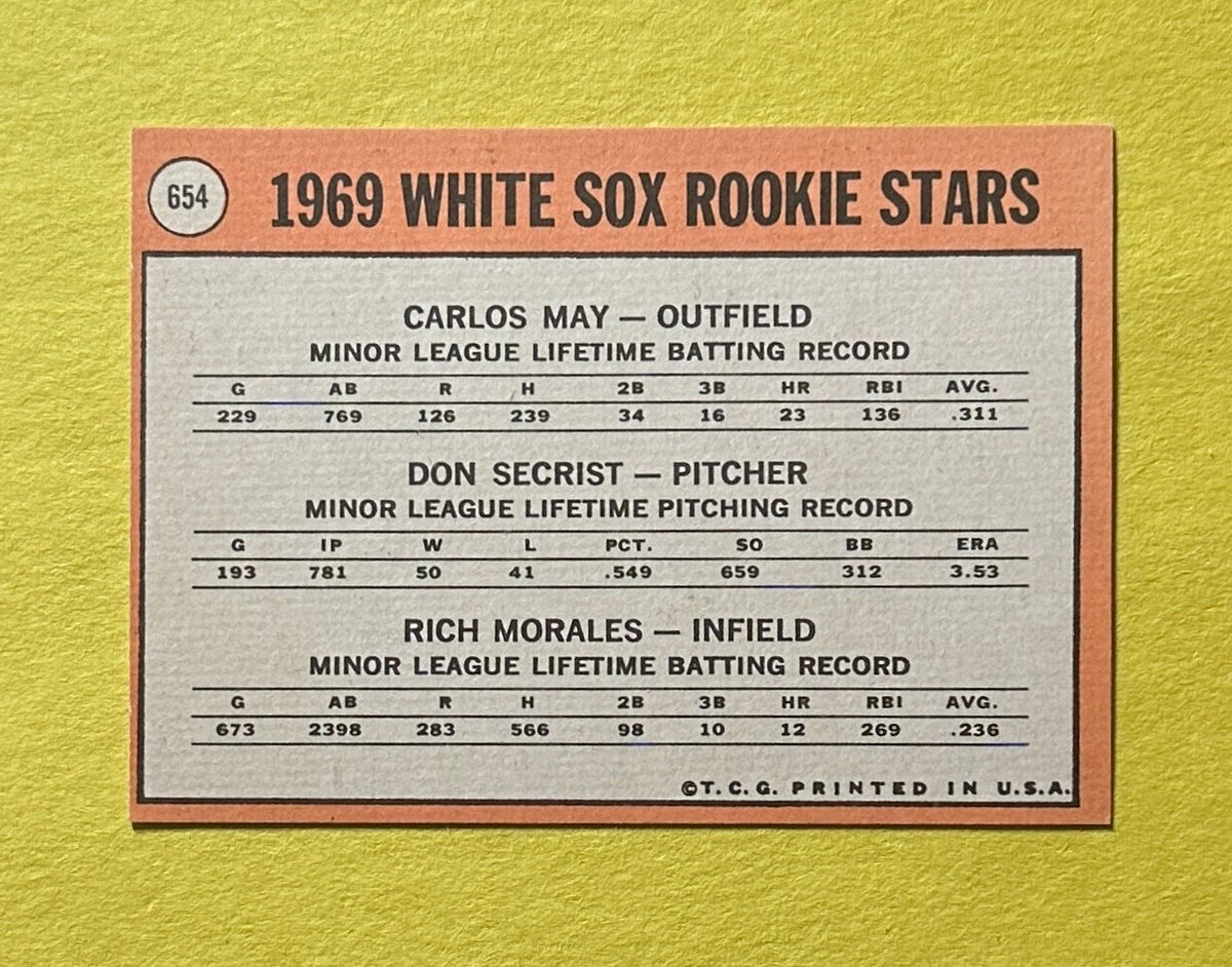 1969 TOPPS 1969 AMERICAN LEAGUE ROOKIE STARS MAY SECRIST MORALES #654