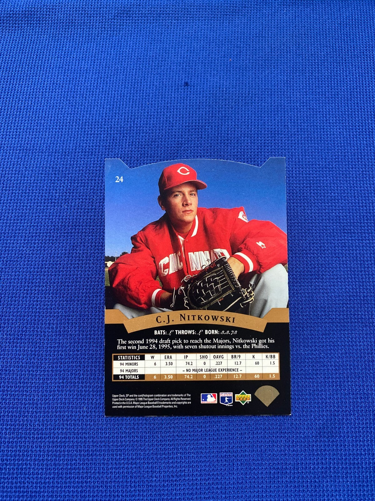 1995 SP PROSPECTS CJ NITKOWSKI CINCINNATI REDS SIGNED AUTOGRAPH #24 CARD W/COA