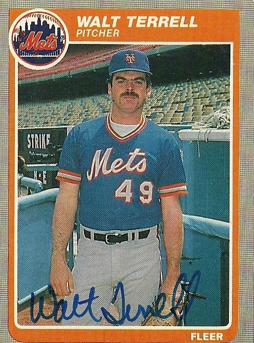 WALT TERRELL NEW YORK METS SIGNED AUTOGRAPHED 1985 FLEER CARD #94 W/COA