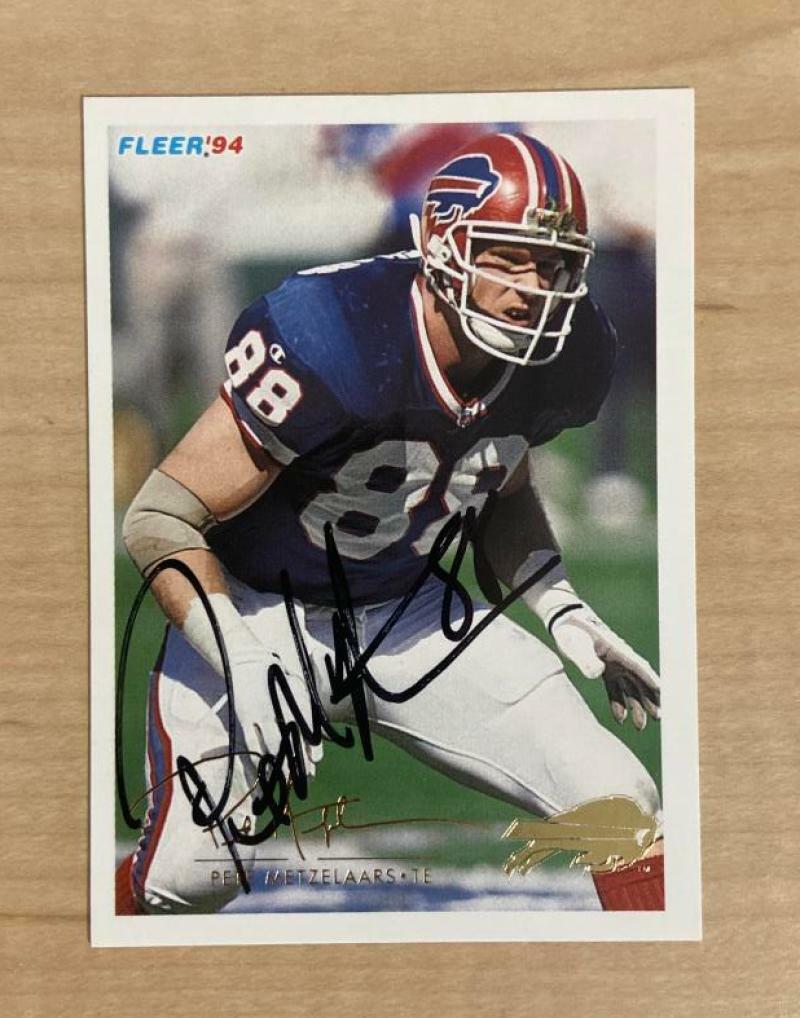 PETE METZELAARS BUFFALO BILLS SIGNED AUTOGRAPHED 1994 FLEER CARD #44 W/COA B
