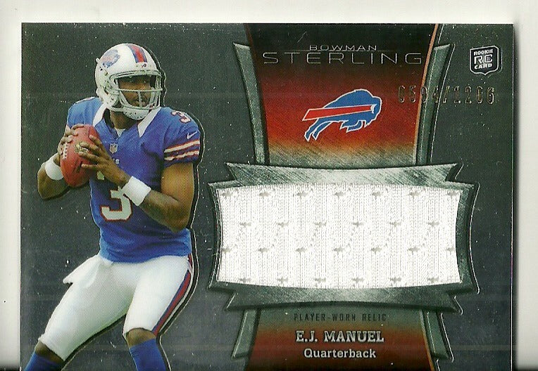 E.J. MANUEL BUFFALO BILLS 2013 BOWMAN STERLING JERSEY CARD #BSJRR-EJM
