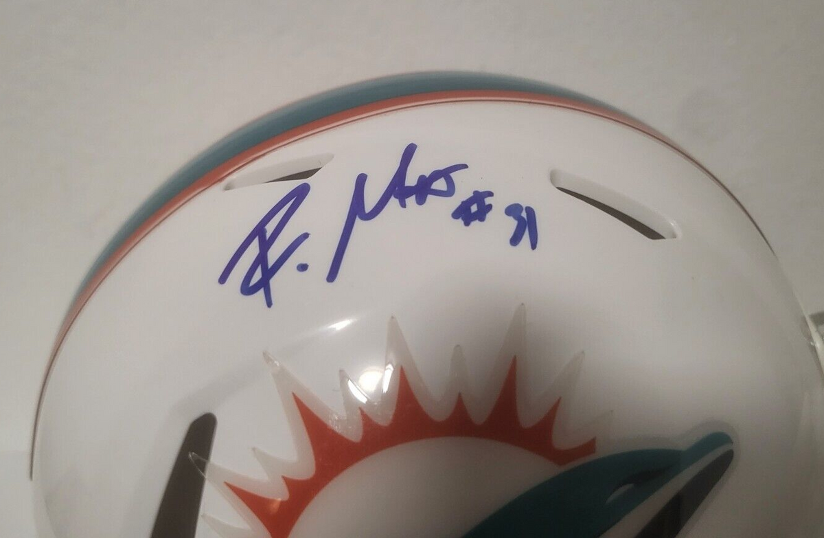 RAHEEM MOSTERT MIAMI DOLPHINS SIGNED AUTOGRAPHED SPEED MINI HELMET BECKETT *