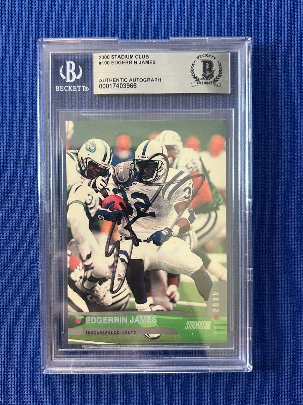 2000 STADIUM CLUB EDGERRIN JAMES COLTS SIGNED AUTOGRAPHED CARD #100 BECKETT