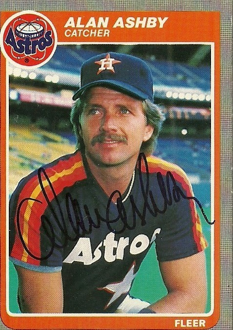 ALAN ASHBY HOUSTON ASTROS SIGNED AUTOGRAPHED 1985 FLEER CARD #343 W/COA