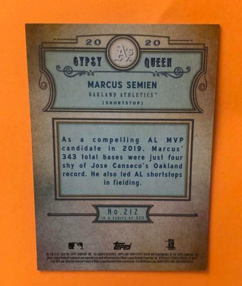 2020 TOPPS GYPSY QUEEN CHROME BOX TOPPER #212 MARCUS SEMIEN A'S