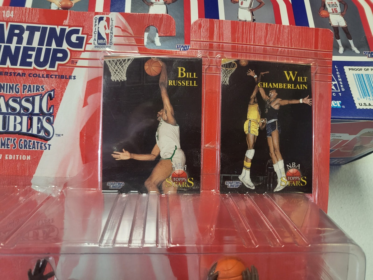 1997 STARTING LINEUP CLASSIC DOUBLES BILL RUSSELL VS WILT CHAMBERLAIN FIGURE SET