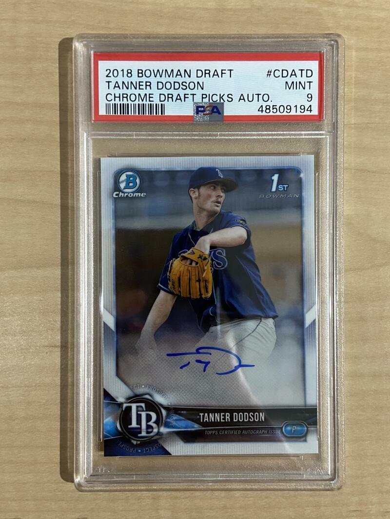 2018 BOWMAN DRAFT TANNER DODSON CHROME DRAFT PICKS AUTO PSA ROOKIE PSA 9 