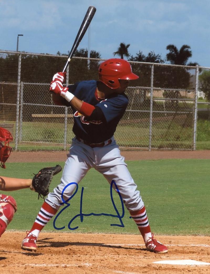 EDUARDO SOSA ST. LOUIS CARDINALS ACTION SIGNED 8X10 PHOTO W/COA