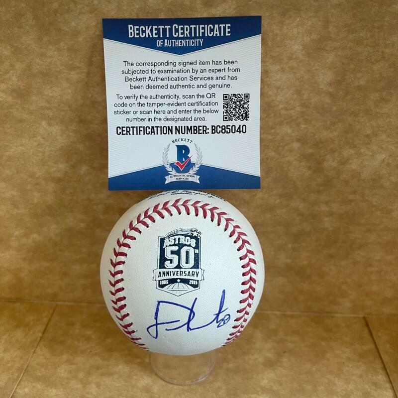 J.D.  MARTINEZ RED SOX SIGNED AUTO ASTROS 50TH ML BASEBALL BAS BC85040
