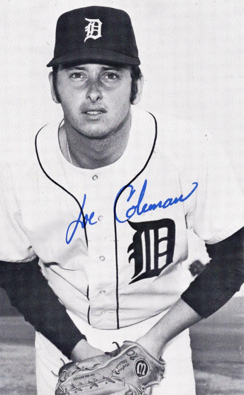 JOE COLEMAN DETROIT TIGERS SIGNED 3X5 POSTCARD W/ COA