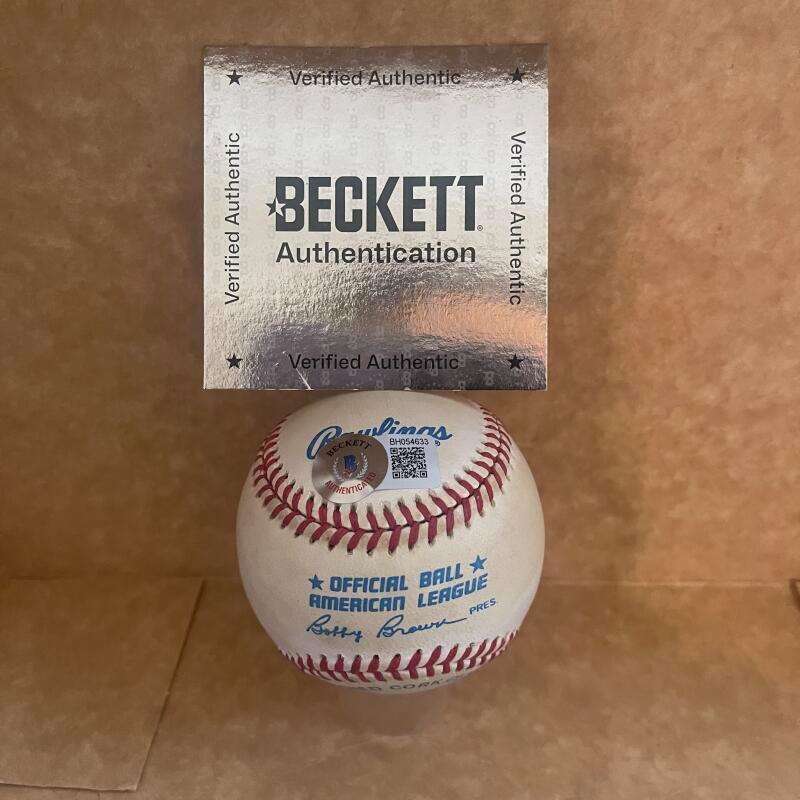 CAL RIPKEN JR. ORIOLES SIGNED VINTAGE A.L. BASEBALL BECKETT AUTH