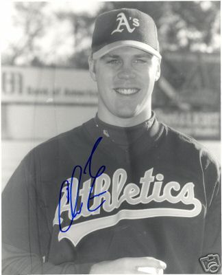 CHRIS ENOCHS (B/W) OAKLAND A'S SIGNED 8X10 PHOTO W/COA