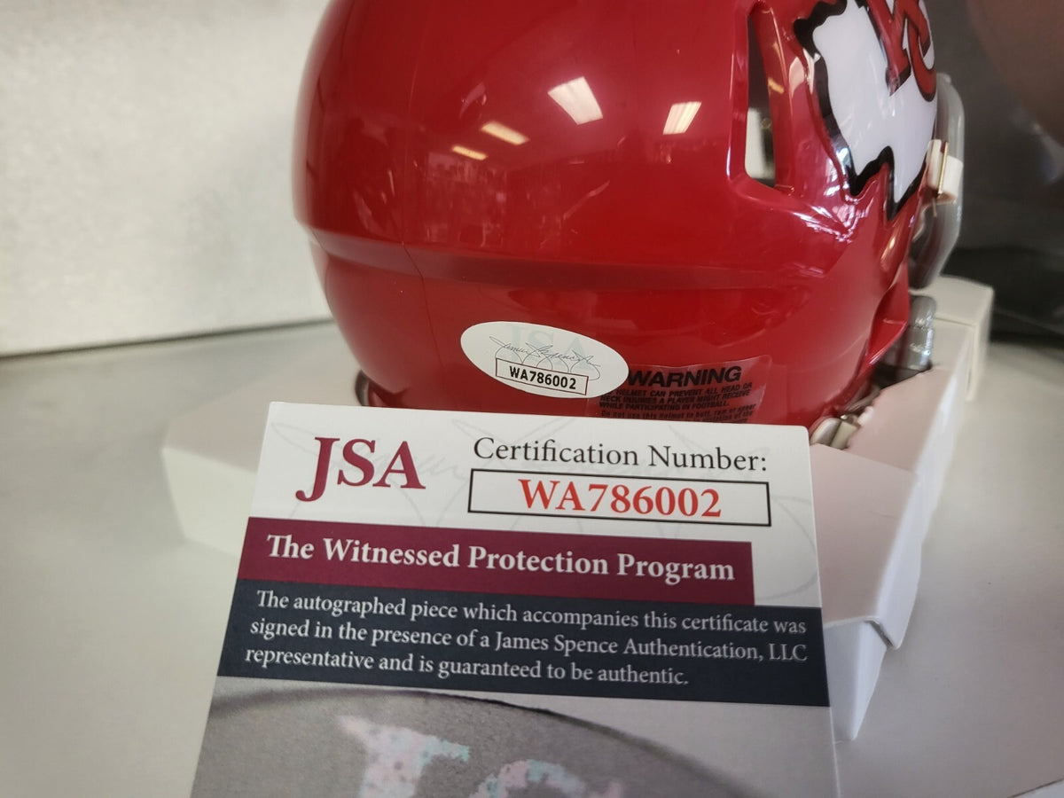 JAN STENERUD KANSAS CITY CHIEFS SIGNED AUTOGRAPHED MINI HELMET JSA COA **