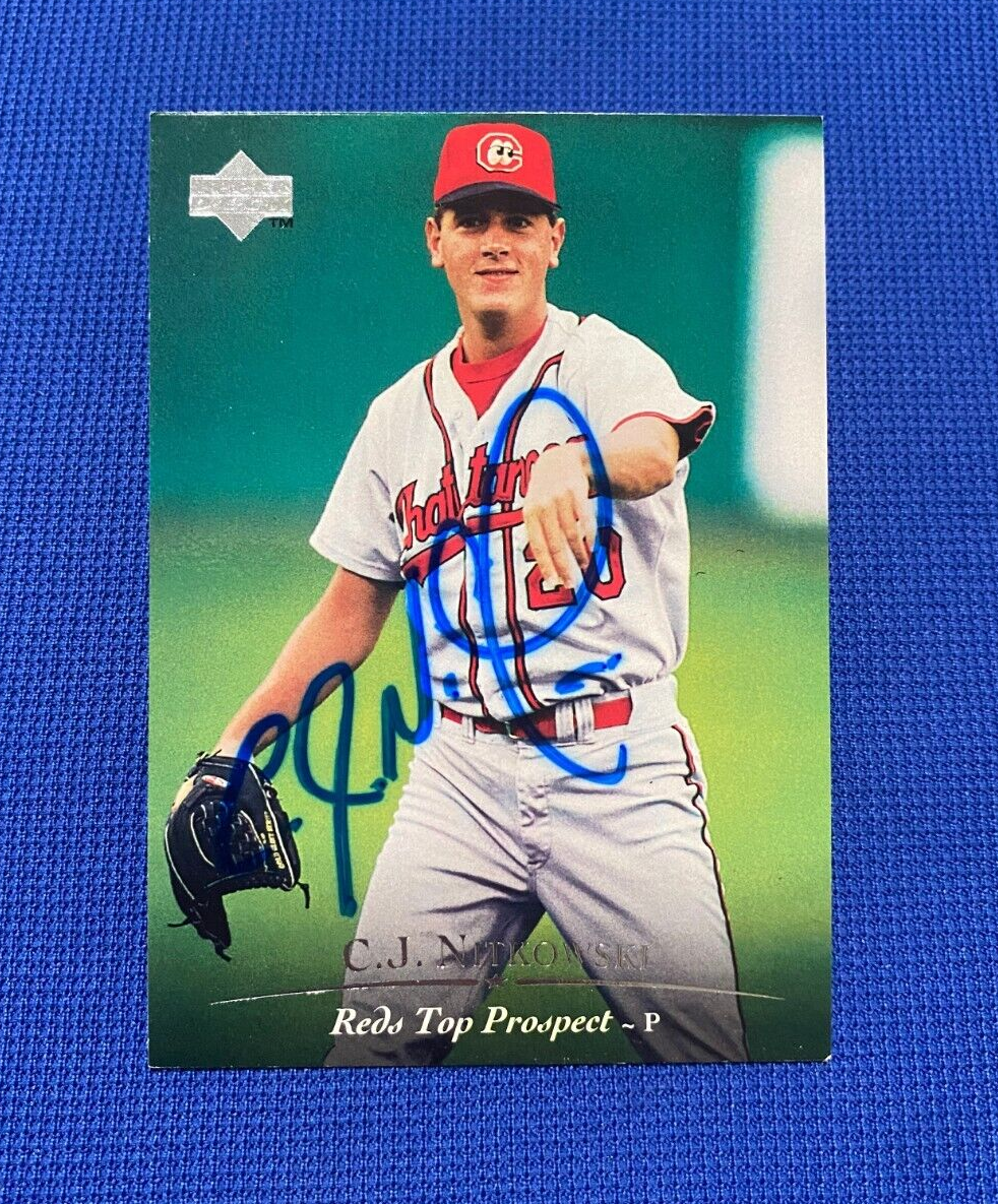 1994 UPPER DECK CJ NITKOWSKI CINCINNATI REDS SIGNED AUTOGRAPH #192 CARD W/COA
