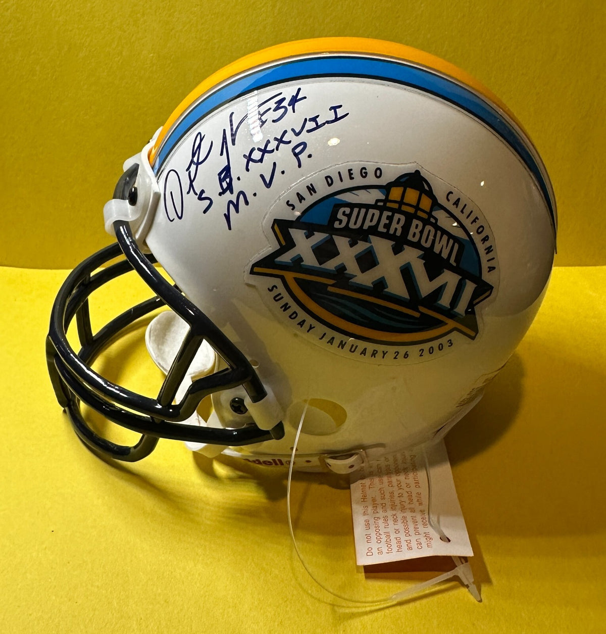 DEXTER JACKSON SUPER BOWL XXXVII SIGNED AUTOGRAPHED MINI HELMET PSA "MVP" INSCR