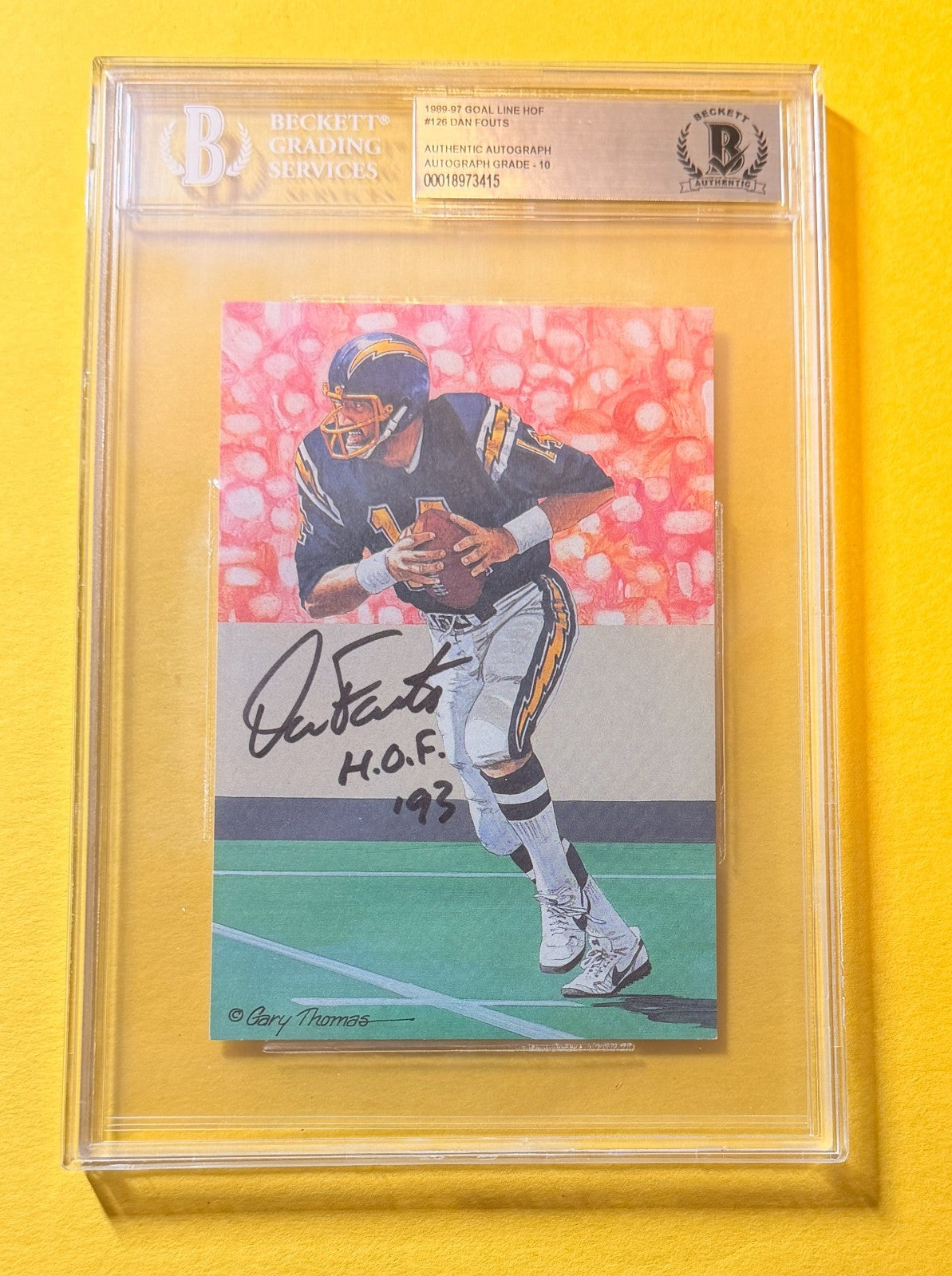 1989 GOAL LINE HOF DAN FOUTS #126 SIGNED ART BECKETT AUTHENTIC 10 "HOF 93"
