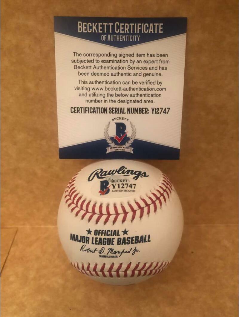 TOM PACIOREK METS/BRAVES SIGNED AUTOGRAPHED M.L. BASEBALL BECKETT Y12747