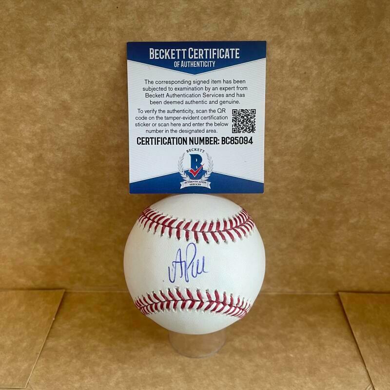 A.J. PUK OAKLAND A'S SIGNED AUTOGRAPHED M.L. BASEBALL BAS BC85094