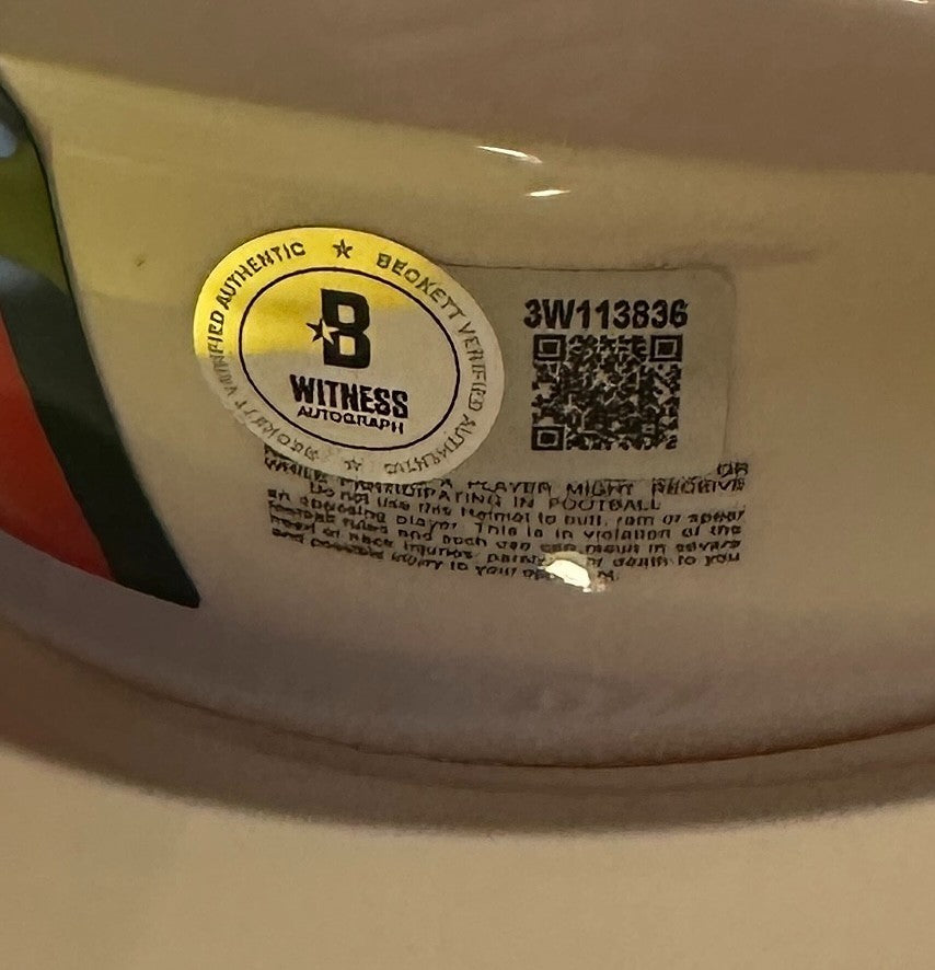 VINCE WILFORK MIAMI HURRICANES SIGNED AUTOGRAPHED WHITE MINI HELMET BAS