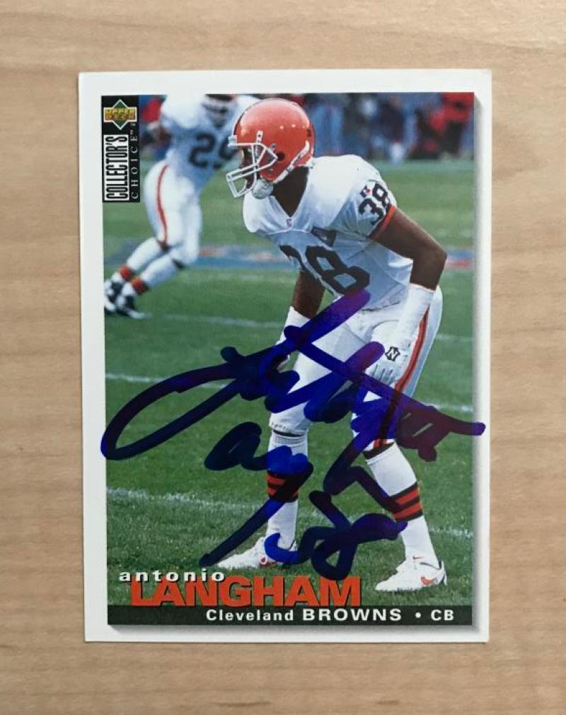 ANTONIO LANGHAM CLEVELAND BROWNS SIGNED 1995 UPPER DECK CARD #253 W/COA