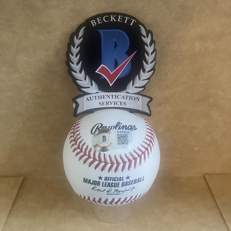 JACKIE BRANDT 56 NY GIANTS SIGNED AUTO M.L. BASEBALL BECKETT AUTHENTICATED