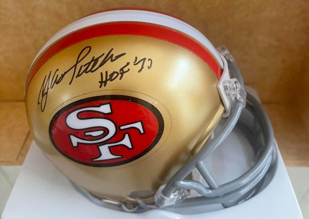 Y.A. TITTLE SAN FRANCISCO 49ERS HOF 77 SIGNED AUTOGRAPHED MINI HELMET 