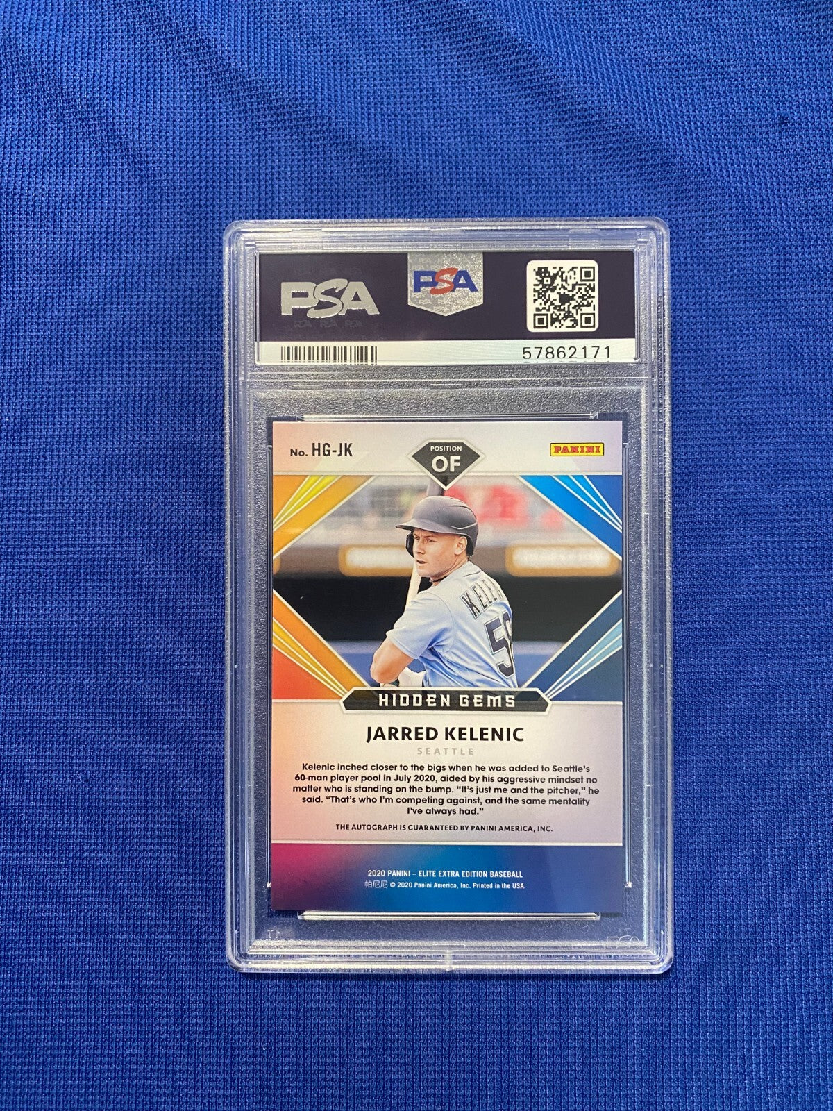 2020 PANINI ELITE XTR ED JARRED KELENIC MARINERS AUTO HIDDEN GEM CARD HGJK PSA 9