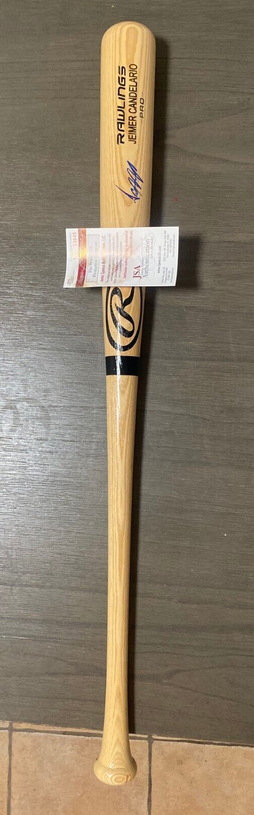 JEIMER CANDELARIO CINCINNATI REDS SIGNED AUTOGRAPHED RAWLINGS PRO BAT JSA COA