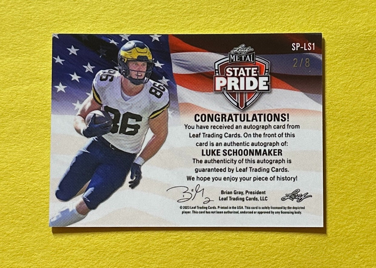 2023 LEAF METAL DRAFT LUKE SCHOONMAKER STATE PRIDE AUTO /8 #SP-LS1