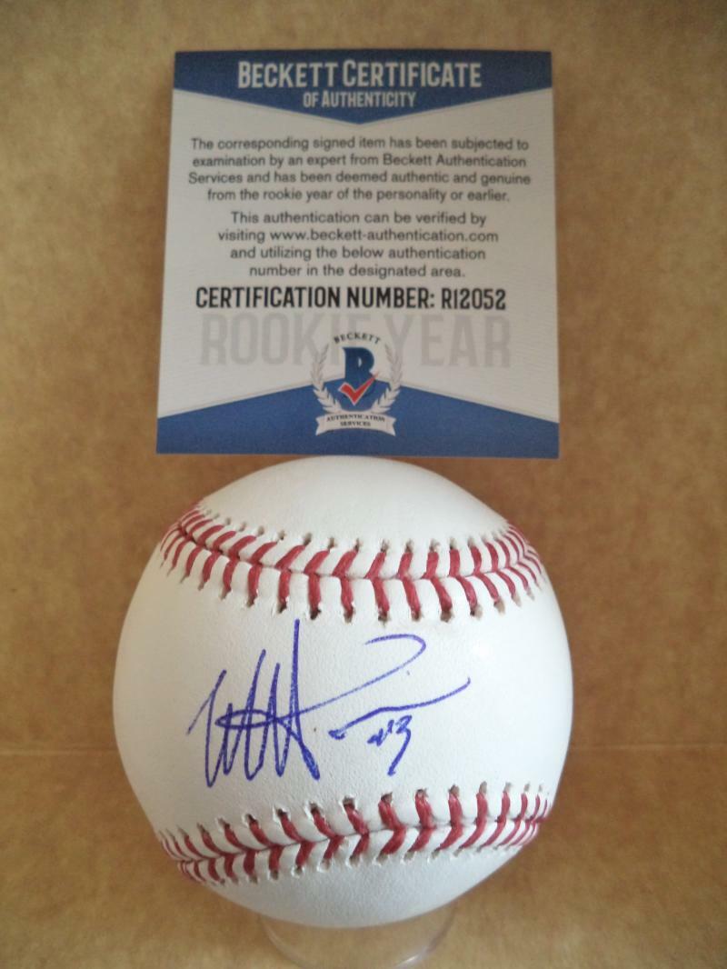 MONTE HARRISON MIAMI MARLINS ROOKIE YEAR SIGNED M.L. BASEBALL BECKETT R12052