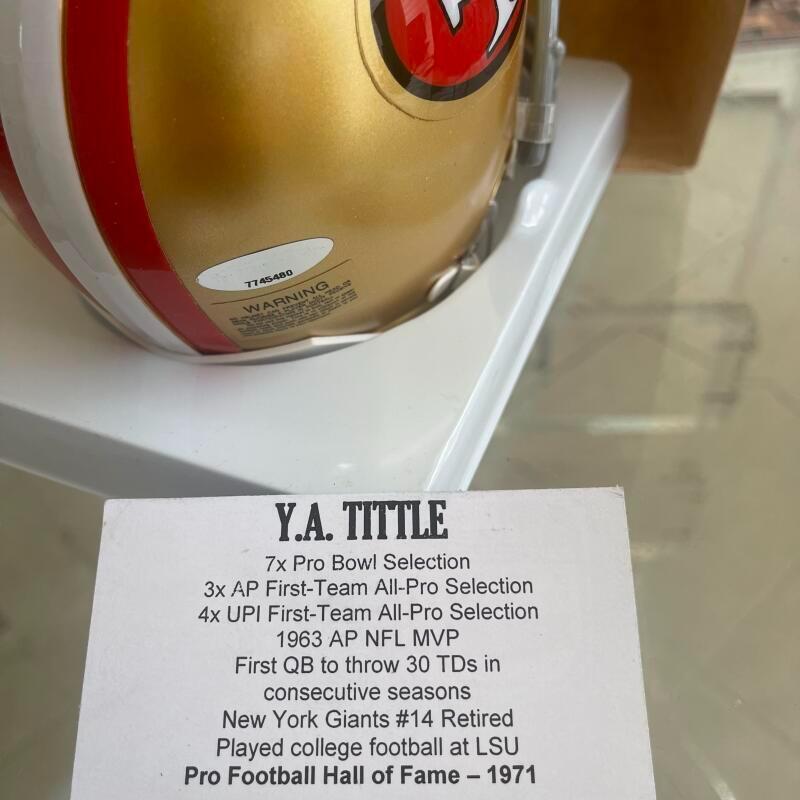 Y.A. TITTLE SAN FRANCISCO 49ERS HOF 77 SIGNED AUTOGRAPHED MINI HELMET 