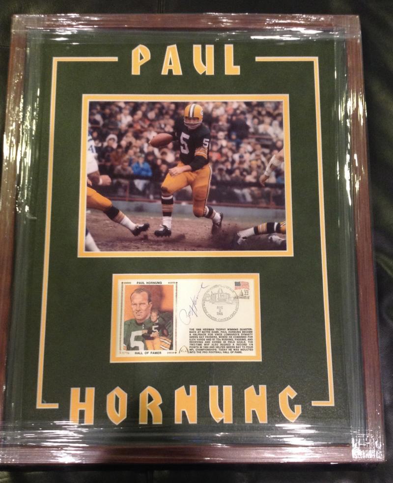 PAUL HORNUNG   PACKERS  SIGNED GATEWAY HOFER  DOUBLE MATTED FRAMED 