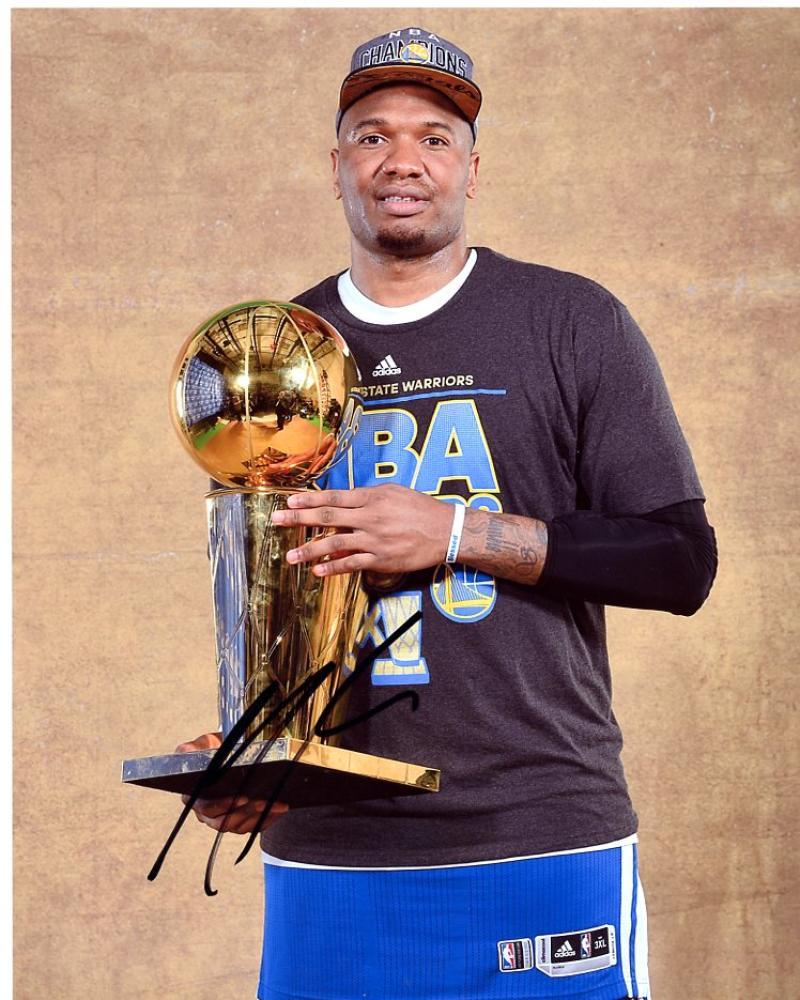 MARRESSE SPEIGHTS GOLDEN STATE WARRIORS W/ CHAMPIONSHIP TROPHY SIGNED 8X10 PHOTO