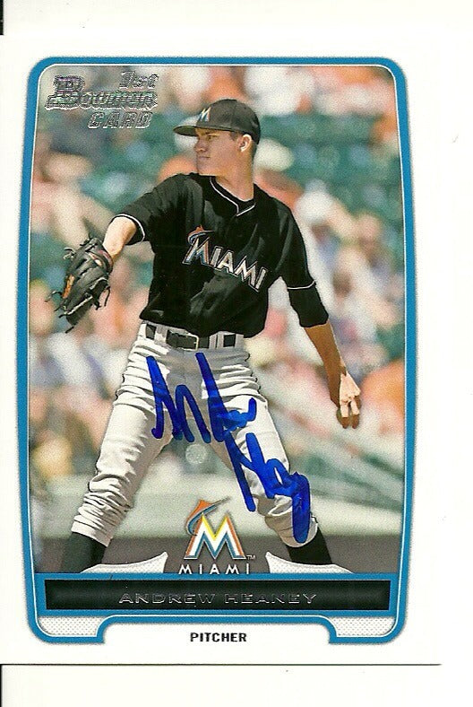 ANDREW HEANEY MIAMI MARLINS SIGNED AUTO 2012 BOWMAN CARD #BDPP12 W/COA
