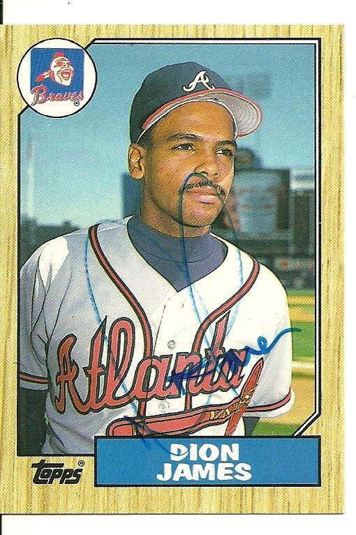 DION JAMES ATLANTA BRAVES SIGNED AUTOGRAPHED 1987 TOPPS CARD #54T W/COA