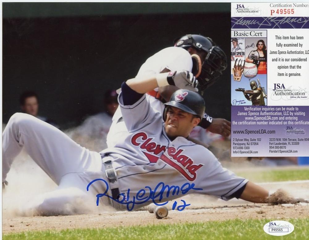 ROBERTO ALOMAR CLEVELAND INDIANS SLIDING SIGNED 8X10 PHOTO JSA P49565