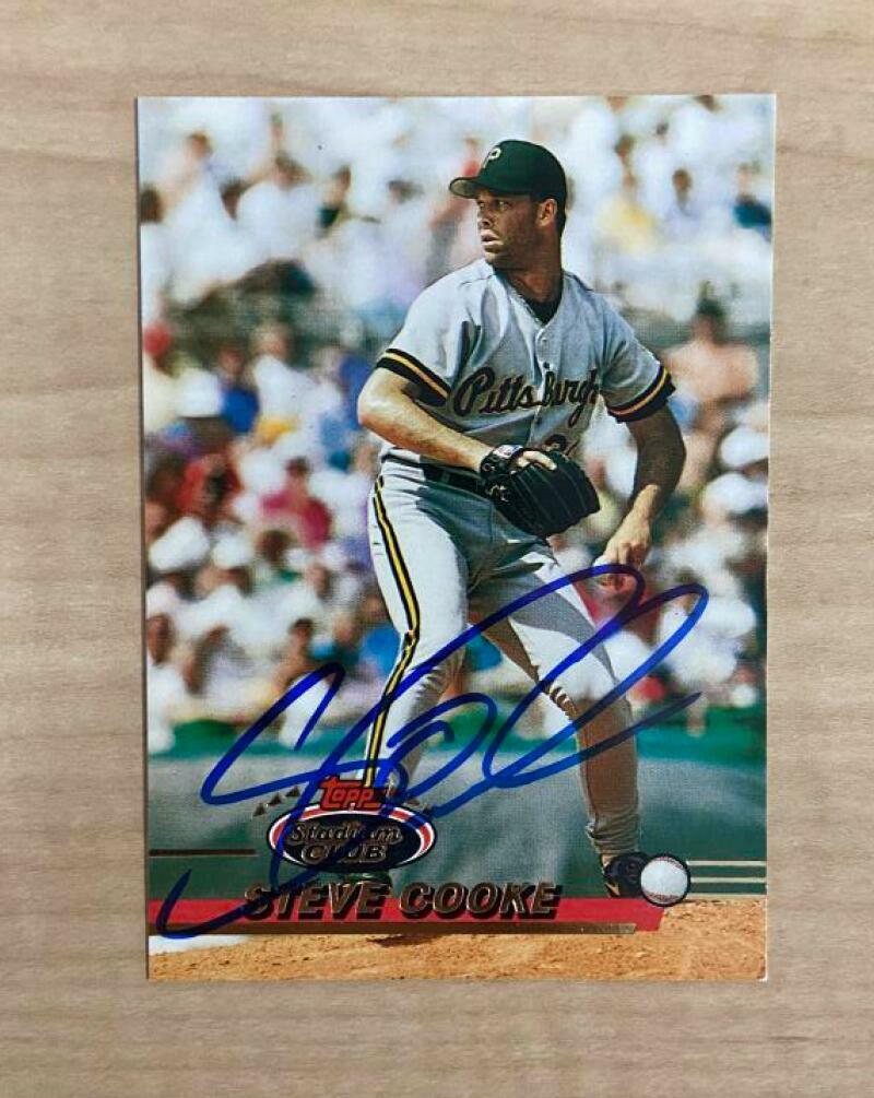 STEVE COOKE PITTSBURGH PIRATES SIGNED 1993 TOPPS STADIUM CLUB CARD #726 W/COA