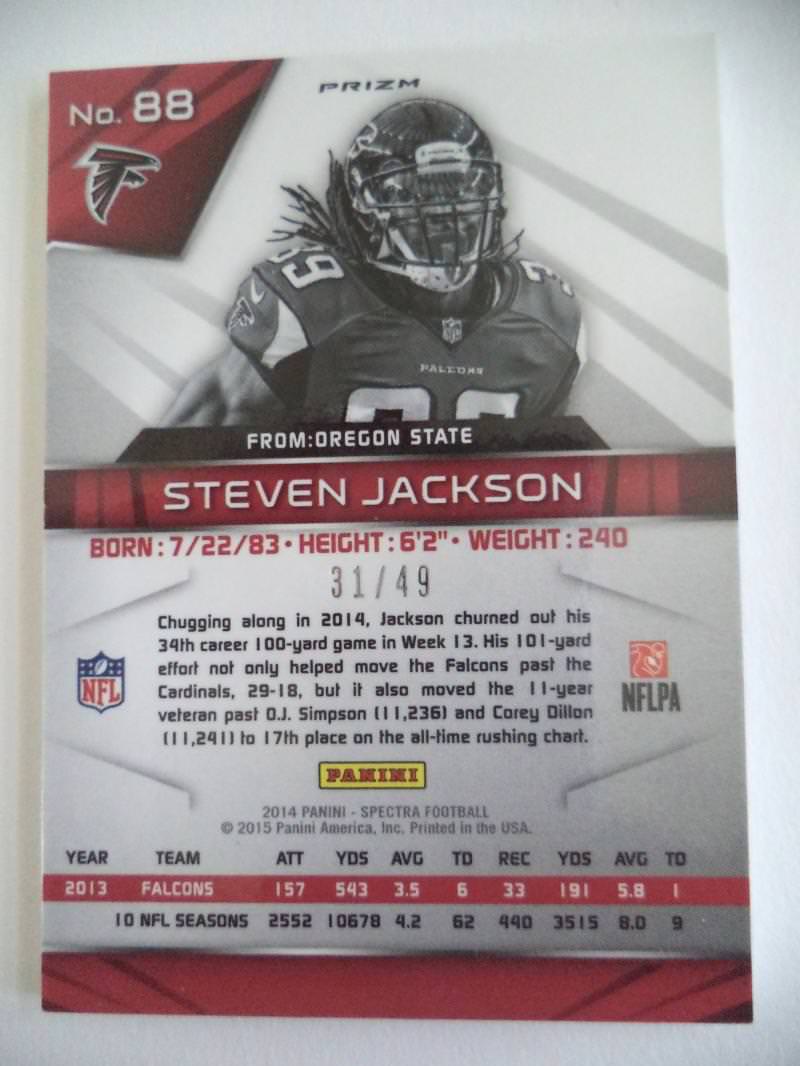 STEVEN JACKSON 2014 SPECTRA FALCONS PRIZM #88 31/49 CARD 