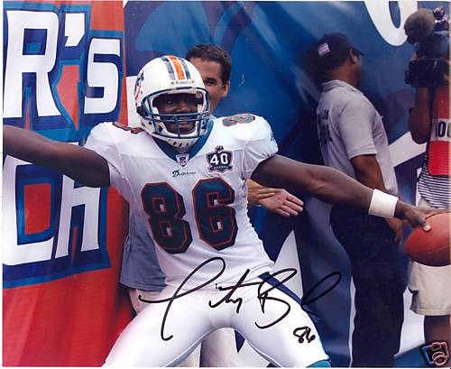 MARTY BOOKER MIAMI DOLPHINS SIGNED 8X10 PHOTO W/COA