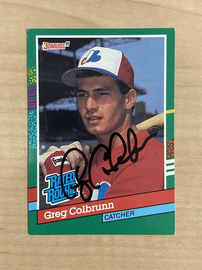GREG COLBRUNN MONTREAL EXPOS SIGNED AUTOGRAPHED 1991 DONRUSS CARD #425 W/COA