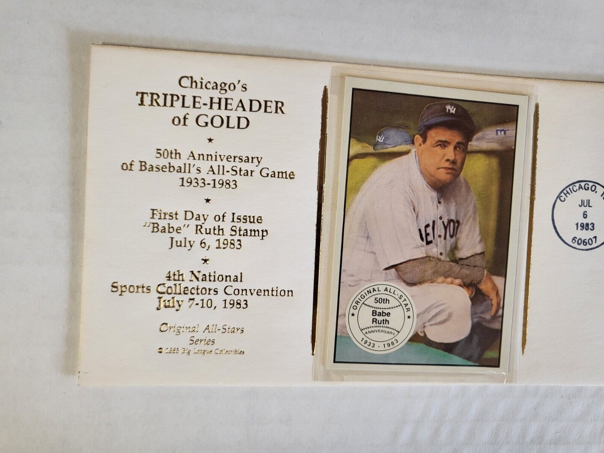 CHICAGO'S TRIPLE-HEADER OF GOLD CACHET FIRST DAY ISSUE BABE RUTH YANKEEES
