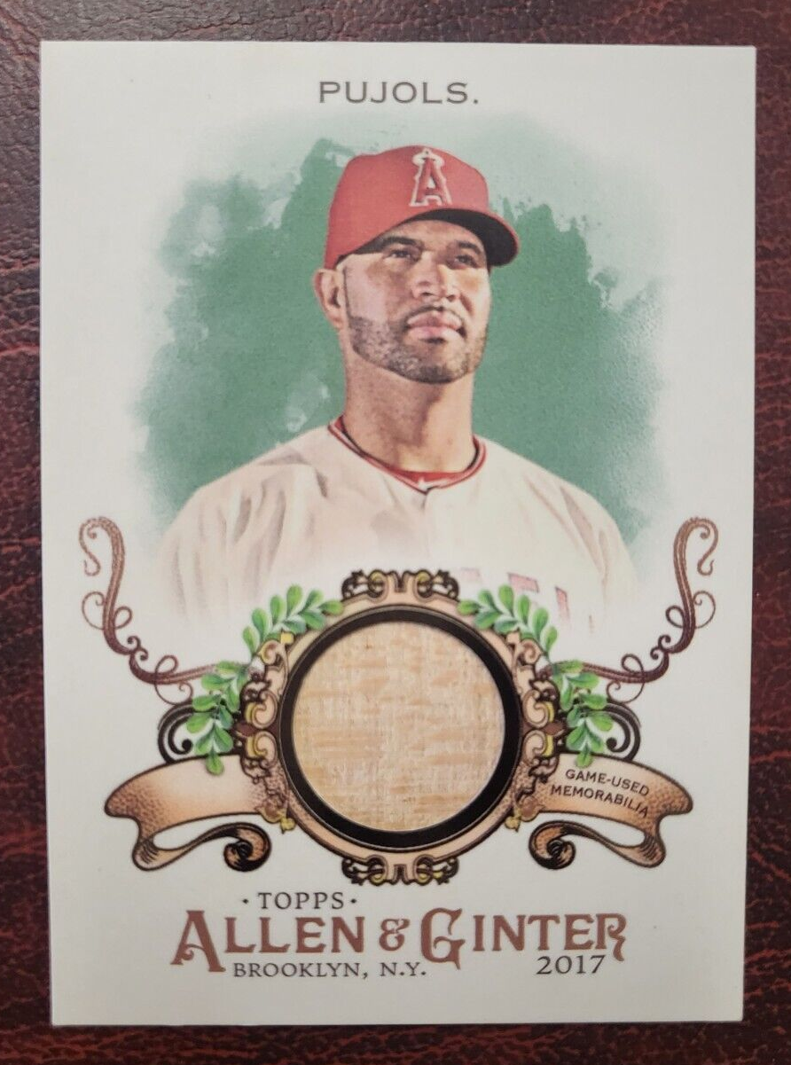 2017 TOPPS ALLEN & GINTER ALBERT PUJOLS CARDINALS BAT RELIC BASEBALL CARD