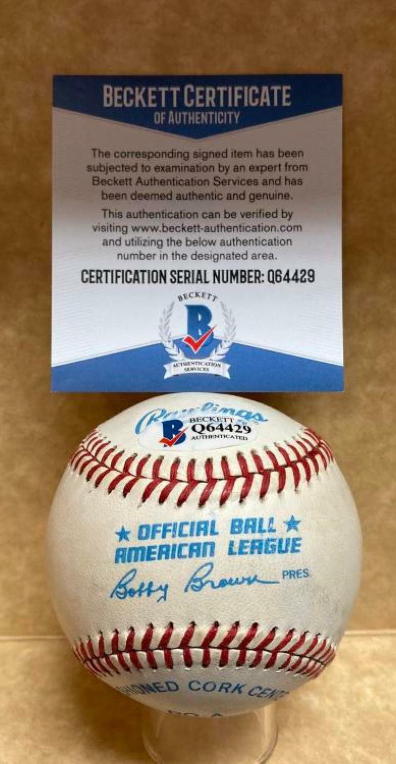 KEVIN MAAS NEW YORK YANKEES SIGNED AUTOGRAPHED A.L. BASEBALL BECKETT Q64429