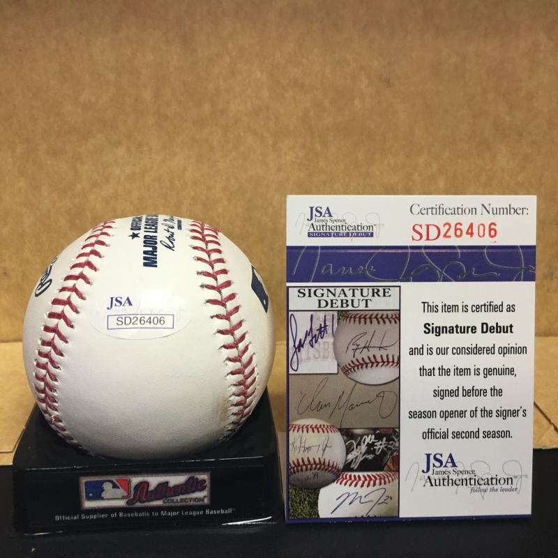 TRAVIS DEMERITTE DETROIT TIGERS SIGNED AUTOGRAPHED M.L. BASEBALL JSA SD26406