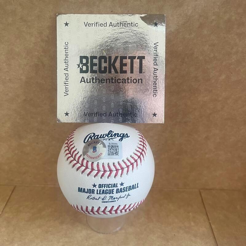 CHRISTIAN SANTANA TIGERS SIGNED AUTOGRAPHED M.L. BASEBALL BECKETT AUTH