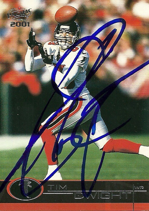 TIM DWIGHT ATLANTA FALCONS SIGNED AUTOGRAPHED 2001 PACIFIC CARD #18 W/COA