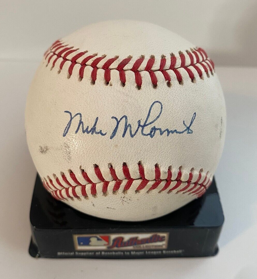 MIKE MCCORMICK SF GIANTS SIGNED AUTOGRAPH NATIONAL LEAGUE BASEBALL W/COA W/CUBE