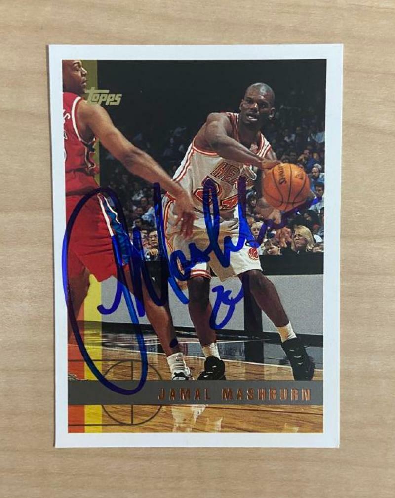 JAMAL MASHBURN MIAMI HEAT SIGNED AUTOGRAPHED 97-98 TOPPS CARD #14 W/COA