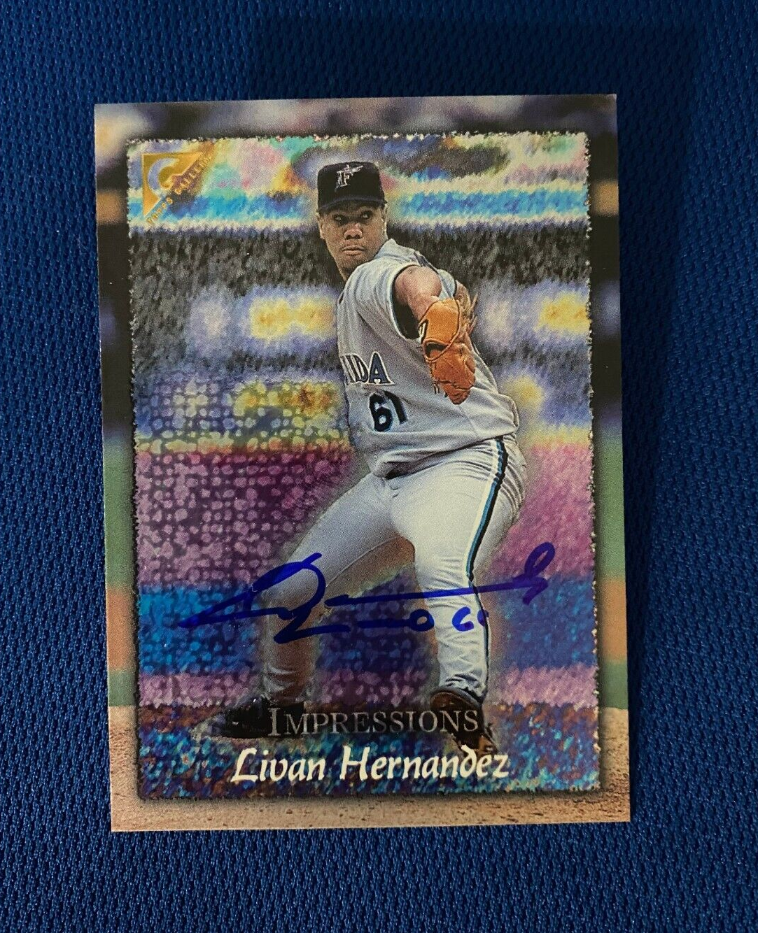 1998 TOPPS GALLERY LIVAN HERNANDEZ FL MARLINS AUTOGRAPH SIGNED CARD #147 W/COA *